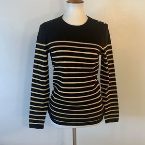 [J. McLaughlin] Black/Gold Striped Sweater - Size Small